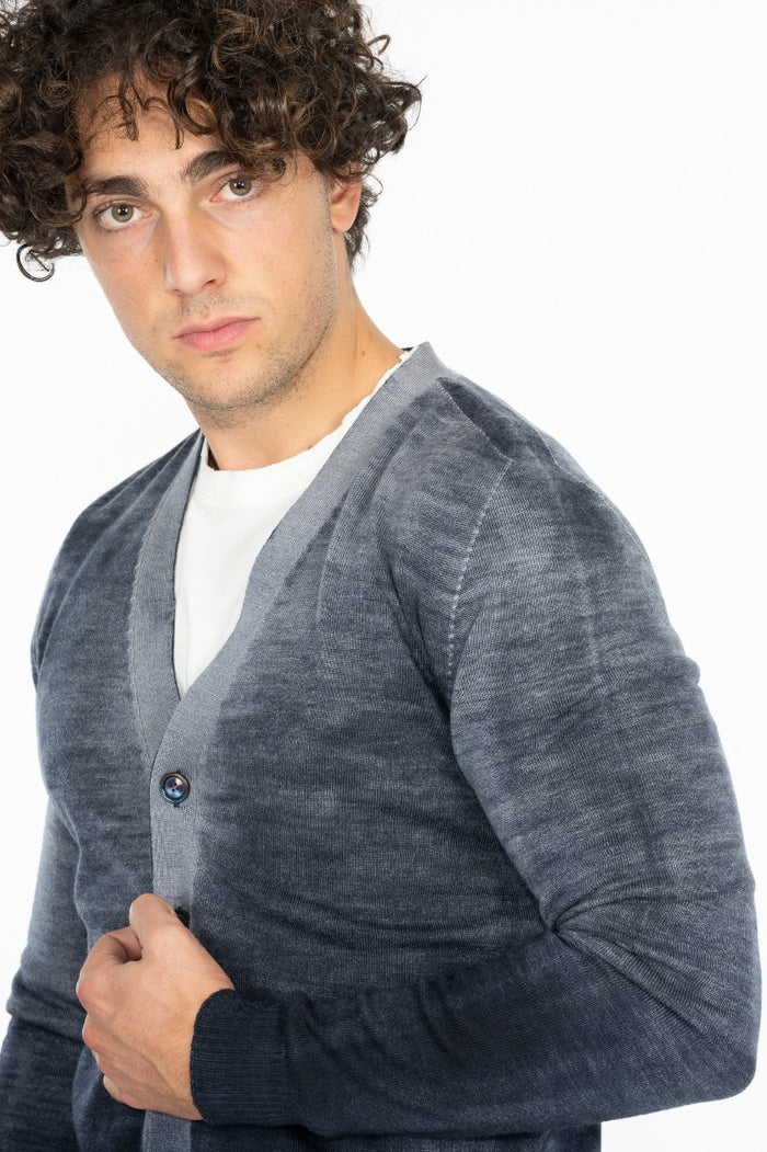 Arovescio Cardigan Grigio/blu Uomo-3