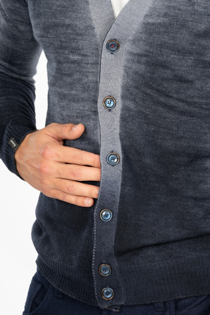 Arovescio Cardigan Grigio/blu Uomo-4