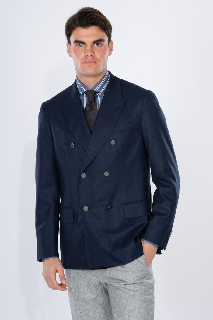 Caruso Giacca Flanella Blu Uomo-1
