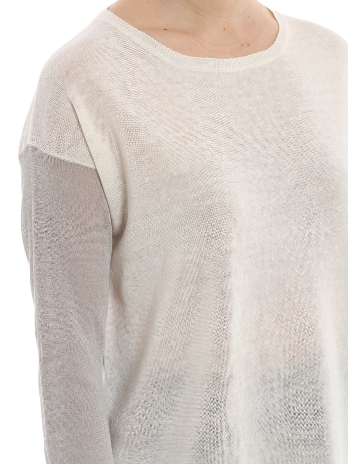 Fabiana Filippi Maglia Maniche In Lurex Bianco Donna-4