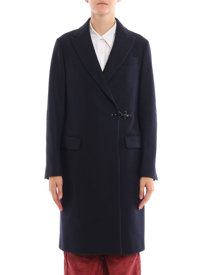 Fay Double Breasted Coat Blue Woman-2