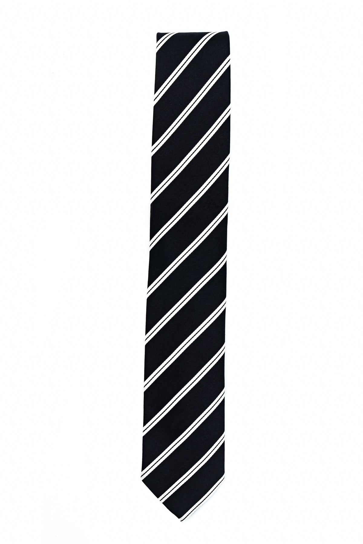 Franco Bassi Striped Satin Tie Black/white Man-1