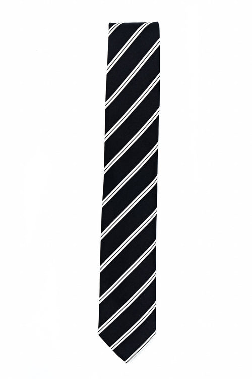 Franco Bassi Striped Satin Tie Black/white Man