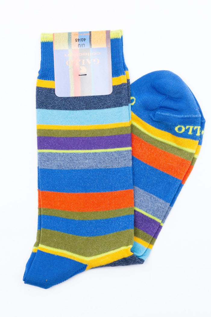 Gallo Striped Medium Light Blue Sock for Man