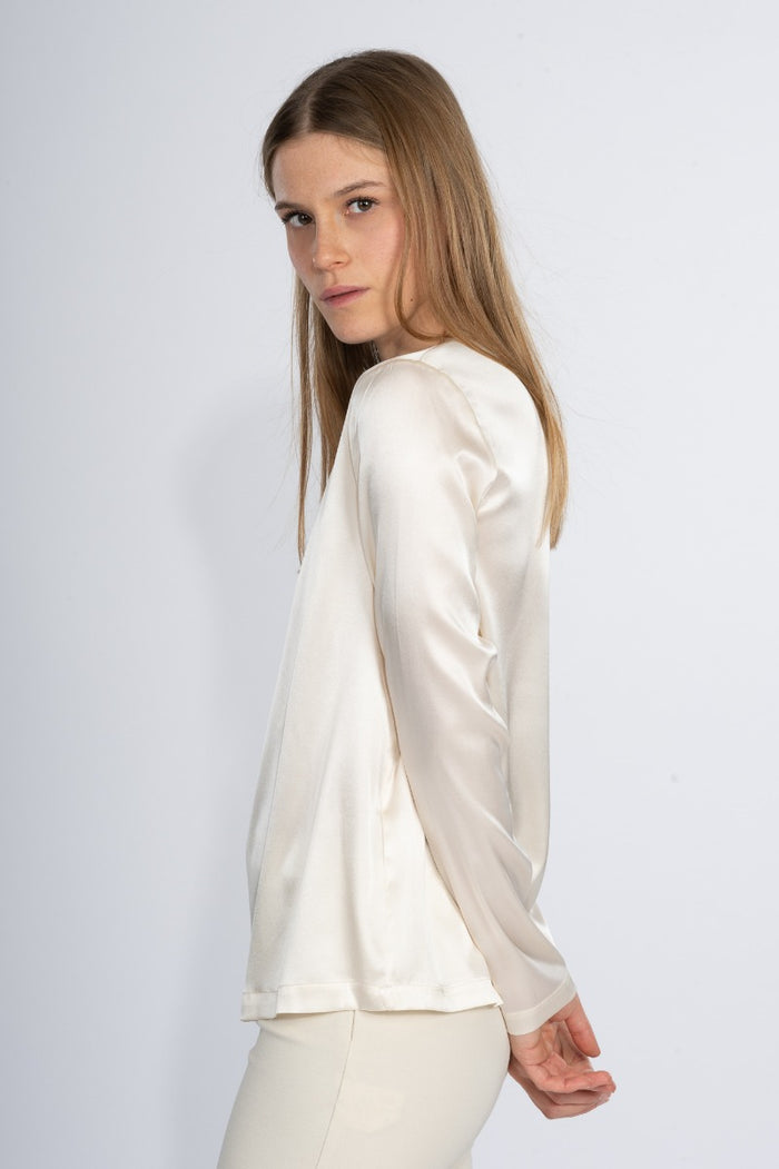 Jucca Blusa Seta Panna Donna-4