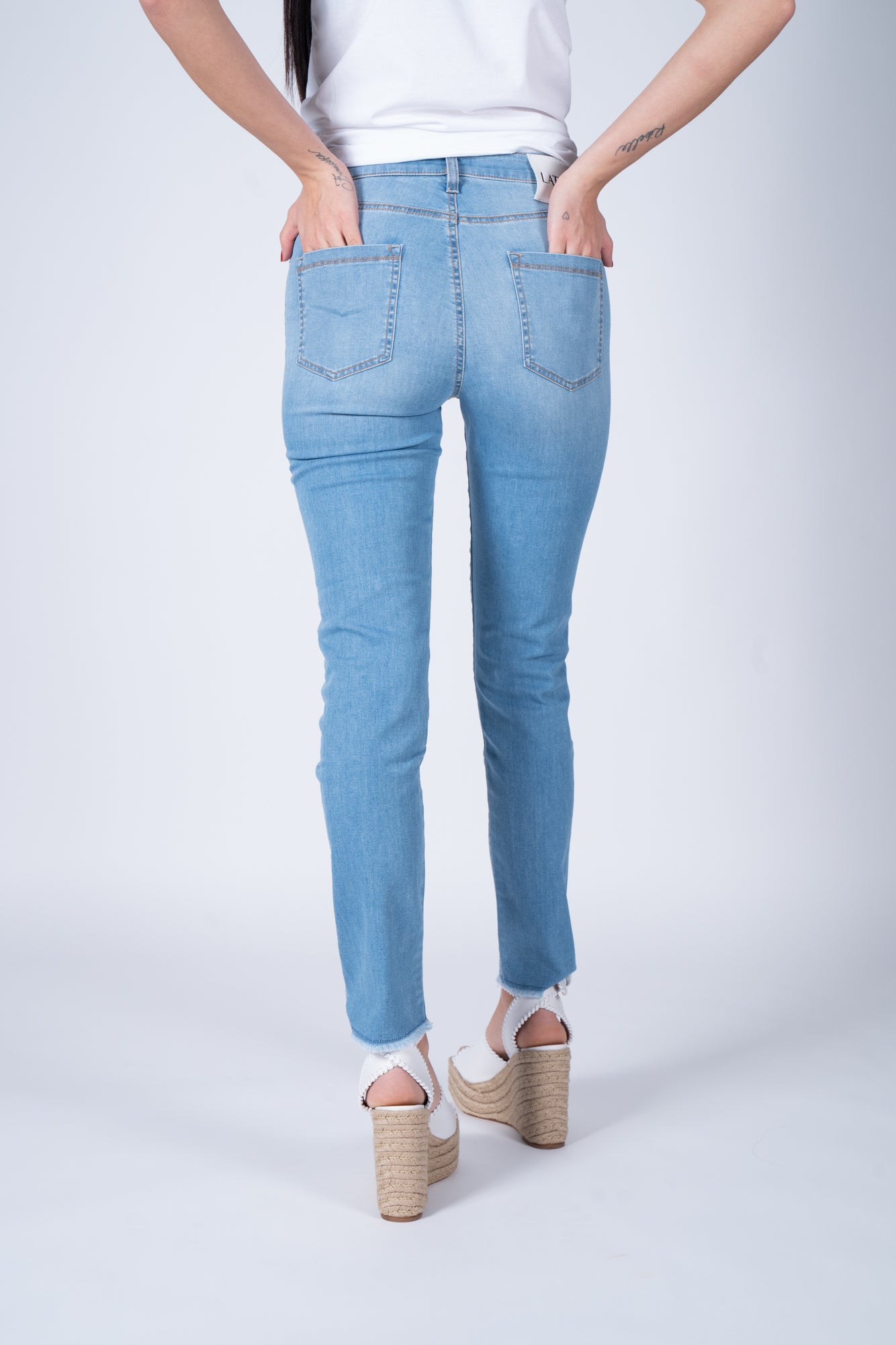 Latino' Jeans Pantalone Denim Chiaro Donna-5