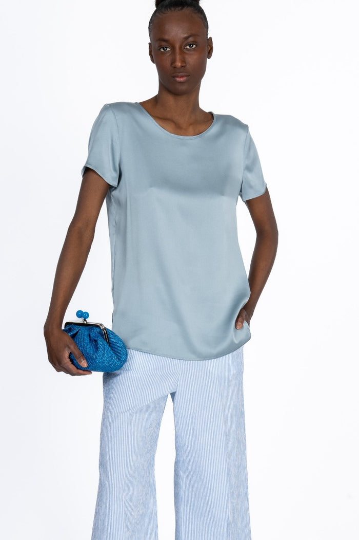 Max Mara Top Seta Azzurro Donna