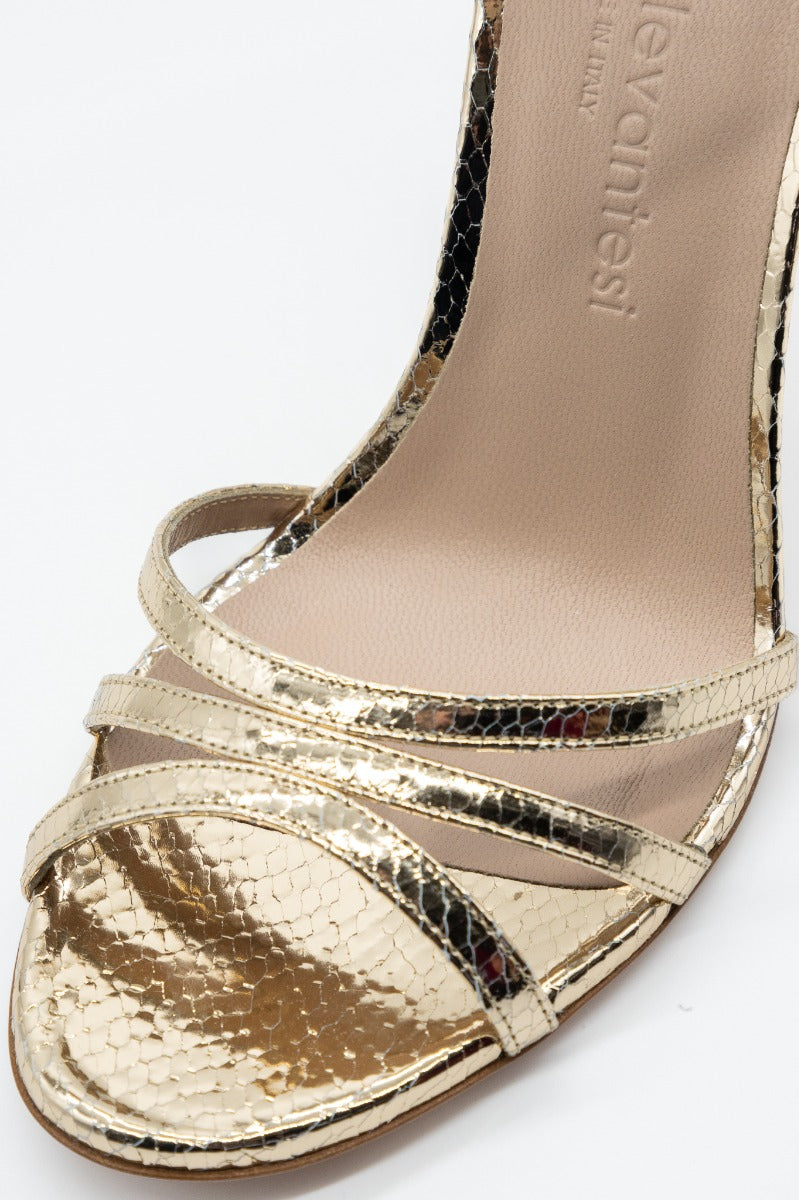Sergio Levantesi Women's Gold Heel Sandal-5