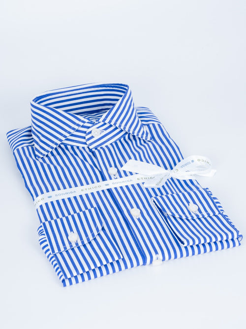 Sonrisa Slim Striped White/Light Blue Man Shirt-2