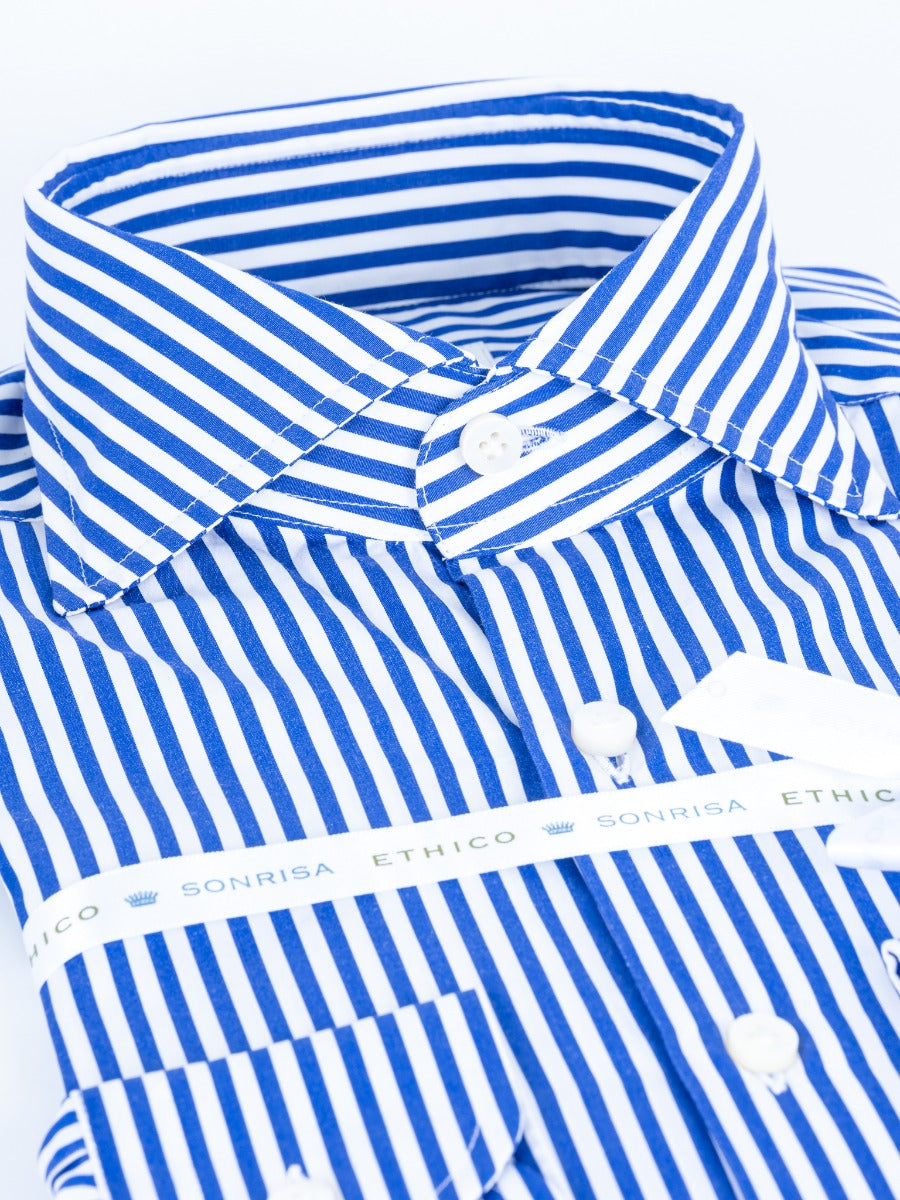 Sonrisa Slim Striped White/Light Blue Man Shirt-3