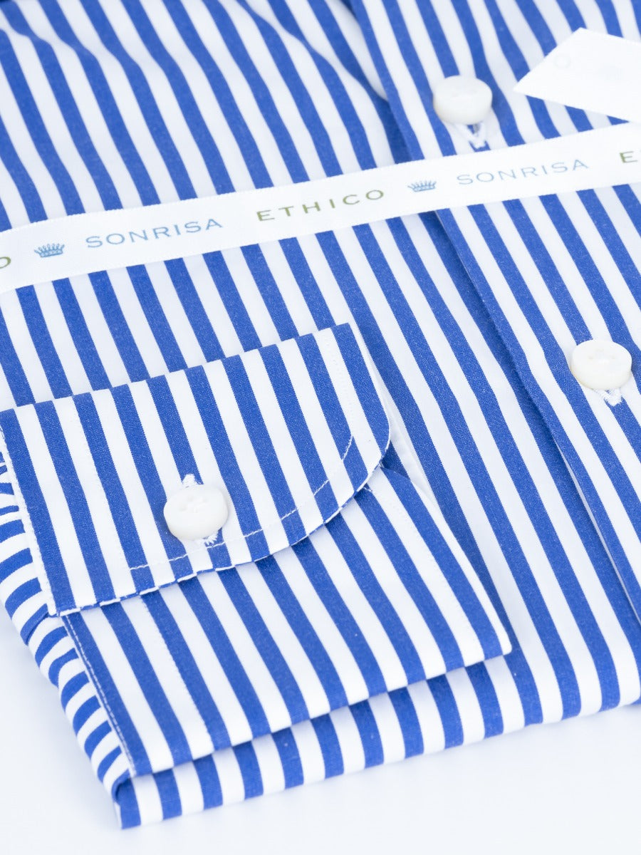Sonrisa Slim Striped White/Light Blue Man Shirt-4