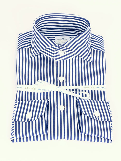 Sonrisa Slim Striped Shirt White/Blue Man