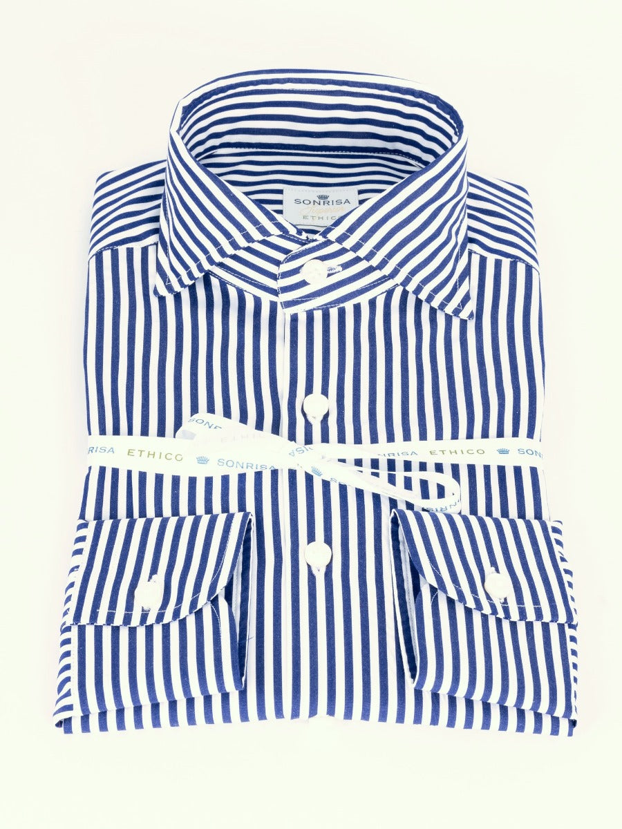 Sonrisa Slim Striped Shirt White/Blue Man-1