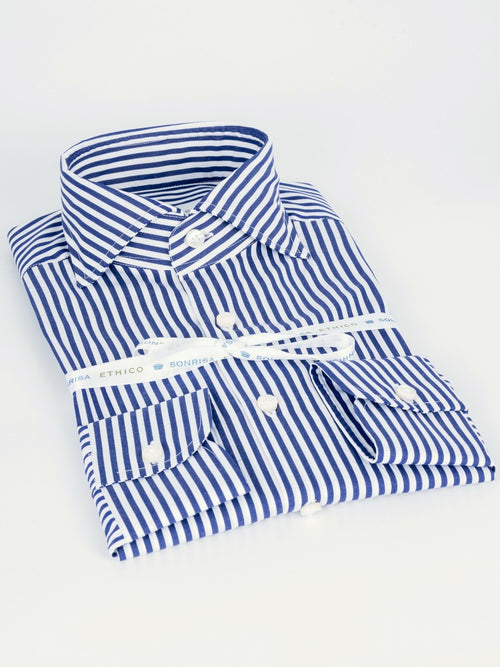 Sonrisa Slim Striped Shirt White/Blue Man-2