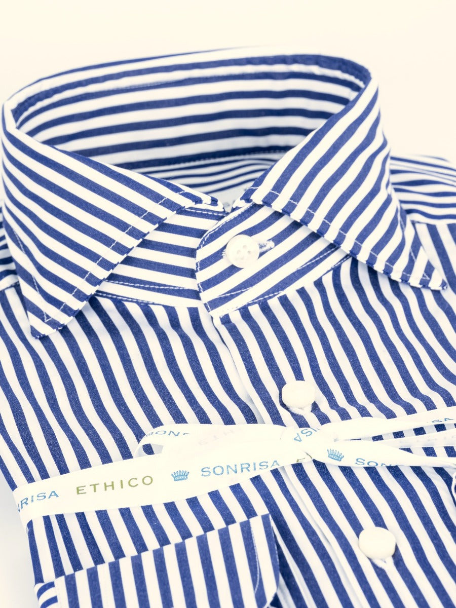 Sonrisa Slim Striped Shirt White/Blue Man-4