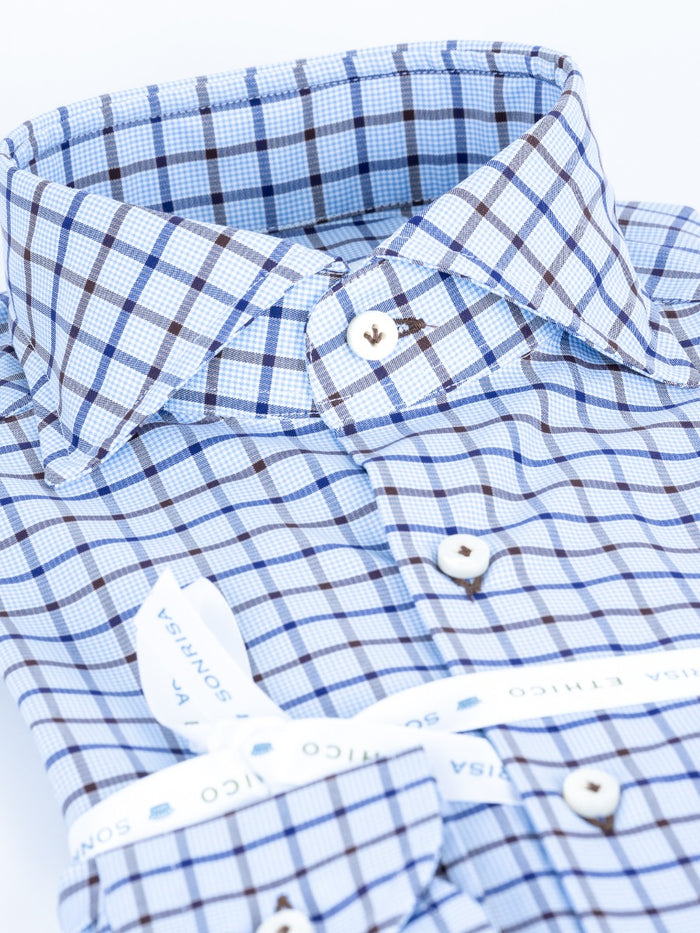Sonrisa Camicia Slim Quadro Azzurro Uomo-4