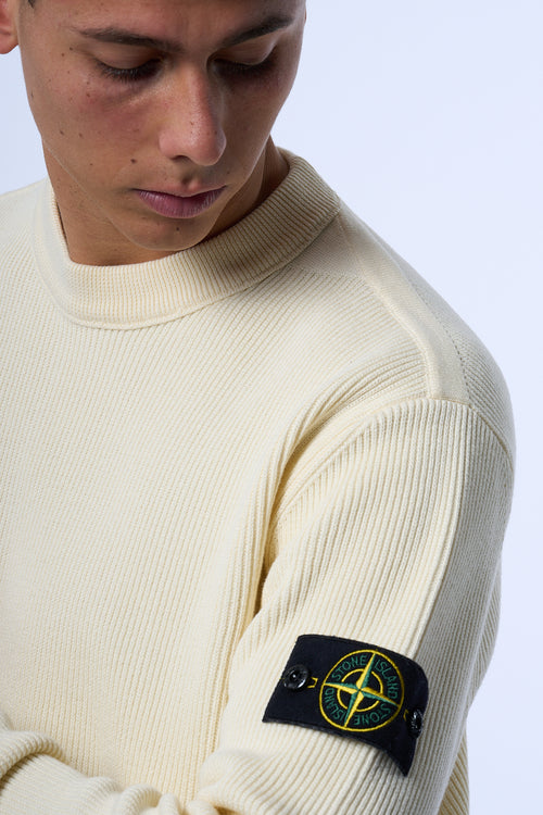 Stone Island Maglia a Coste Avorio Uomo-2