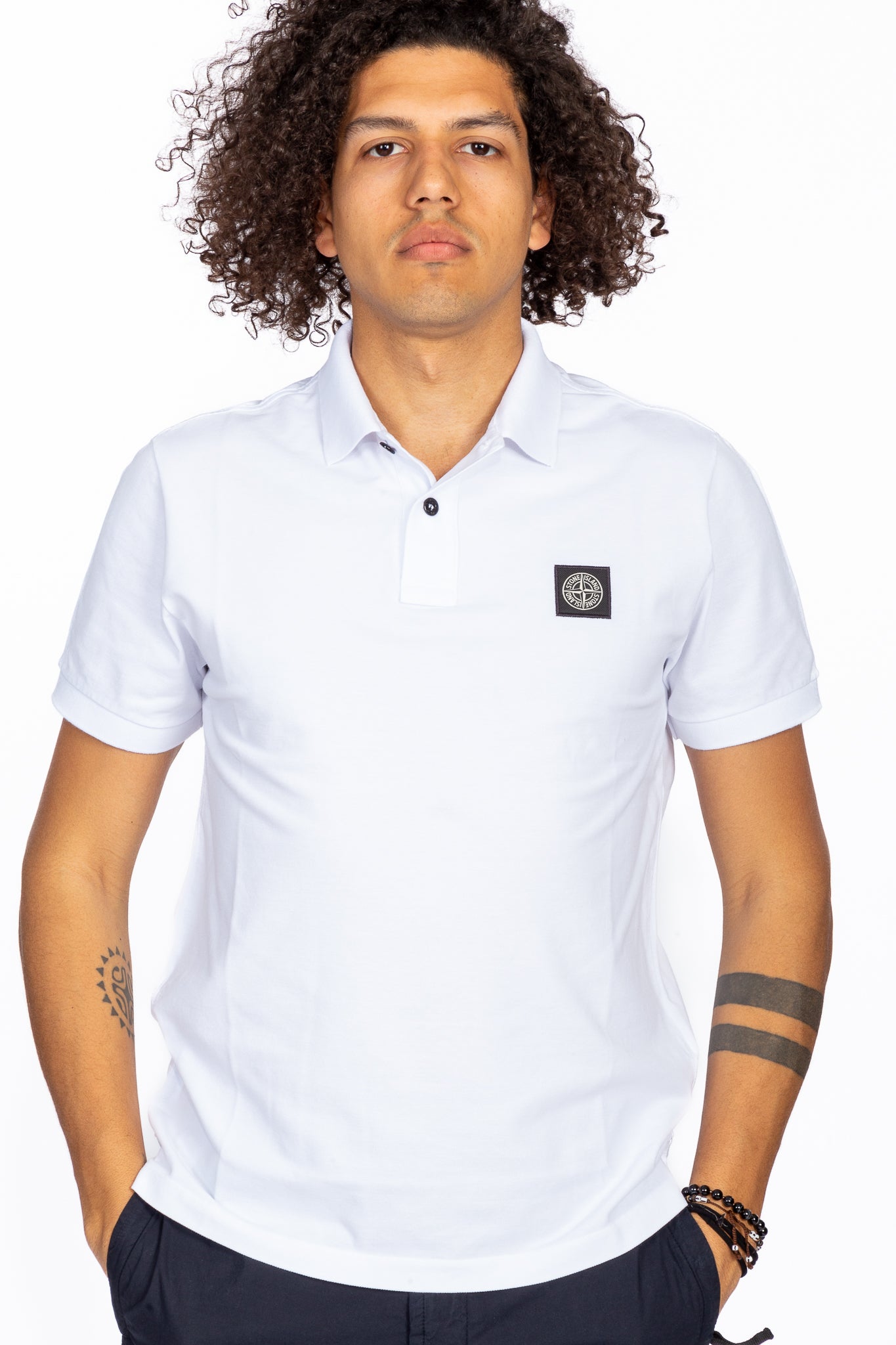 Stone Island Polo Manica Corta Bianco Uomo-6