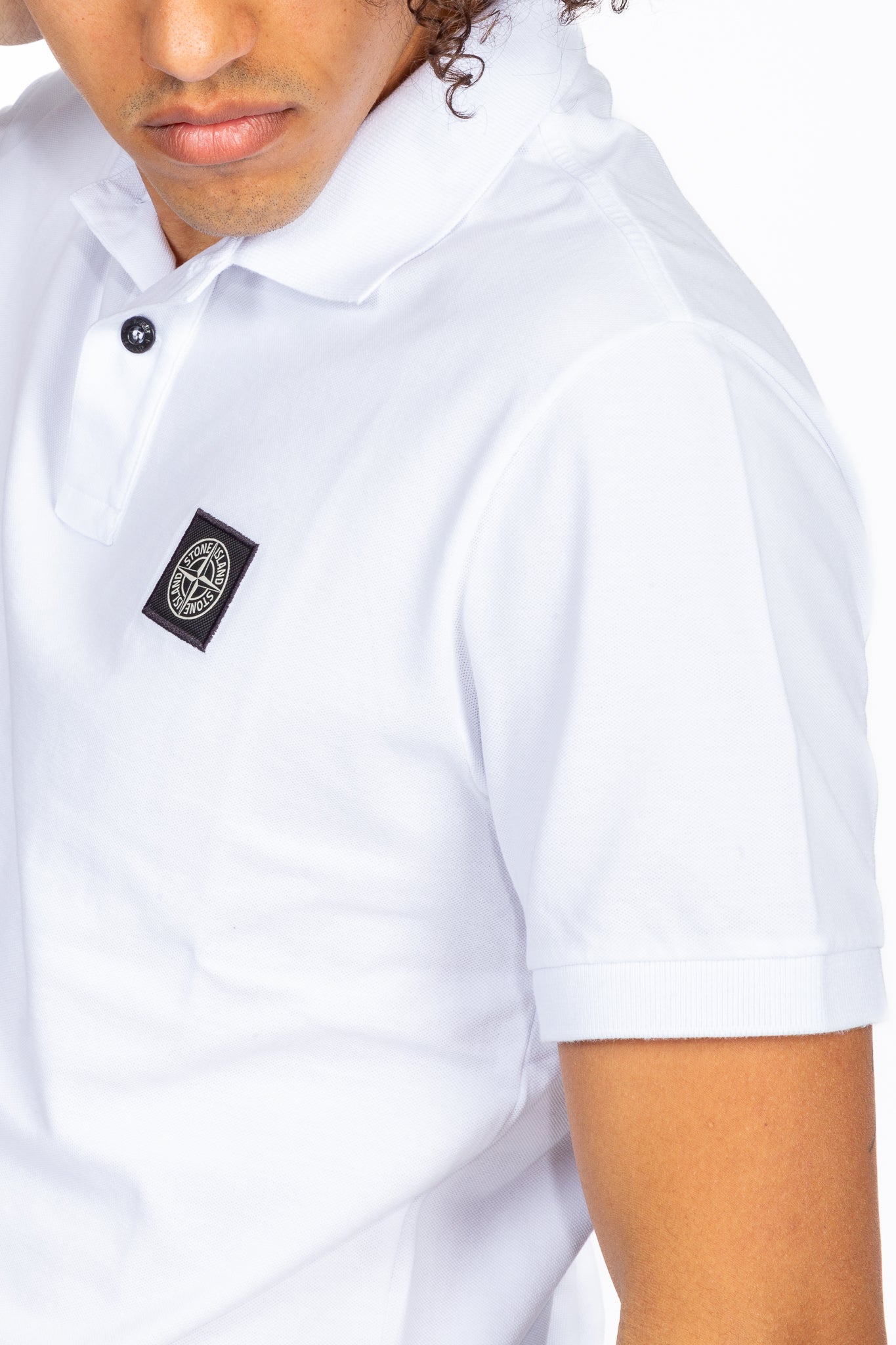 Stone Island Polo Manica Corta Bianco Uomo-4