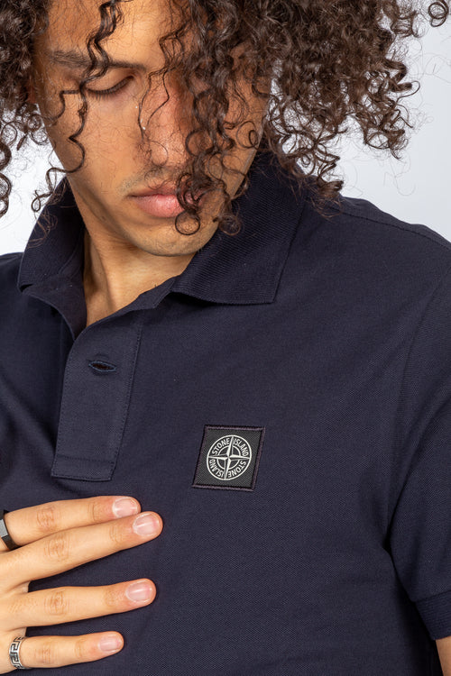 Stone Island Polo Manica Corta Blu Uomo