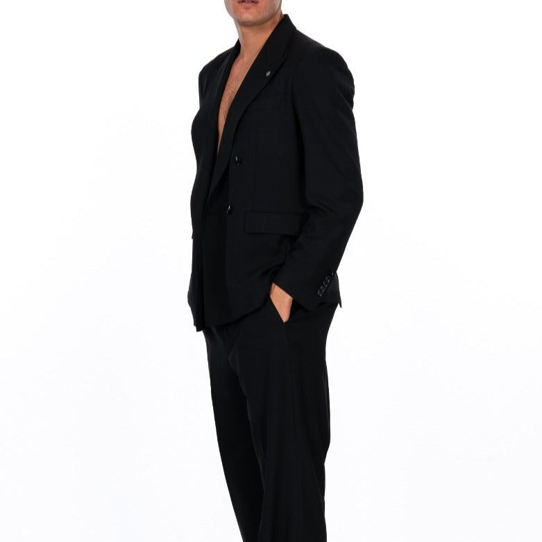 Pinolerario Black Gabardine Suit for Man-2