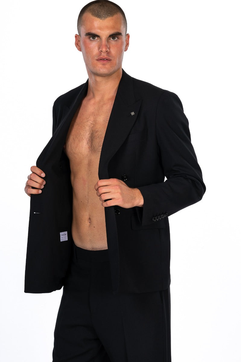 Pinolerario Black Gabardine Suit for Man-4