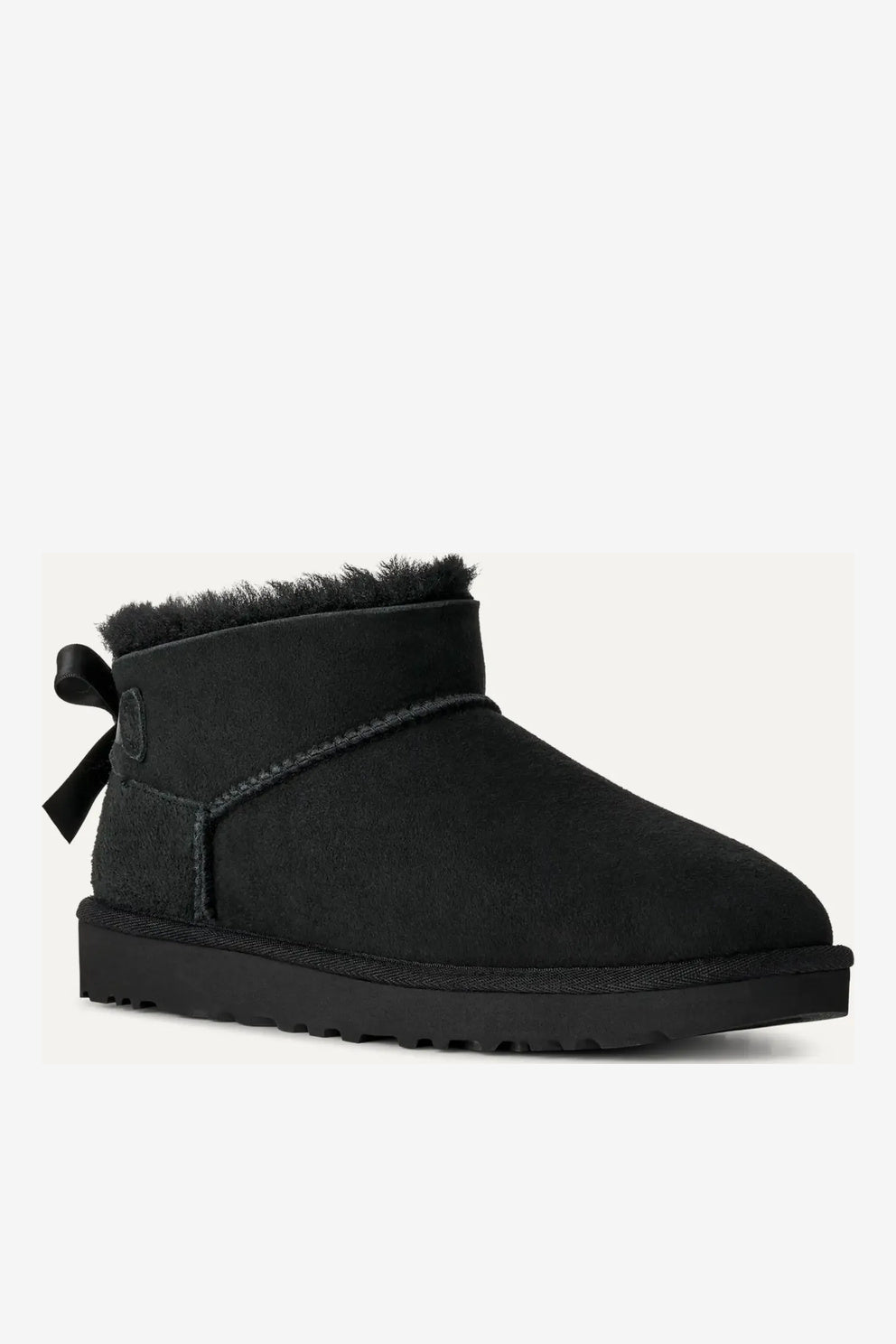 UGG Ultra Mini Bailey Bow stivale basso nero con fiocco donna-3